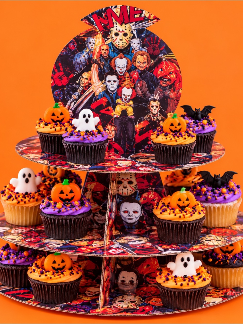 Halloween Horror 3-Tier Cupcake Stand Display 12” NEW